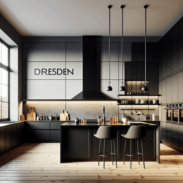 schwarze mehrzeilige Küche-Dresden