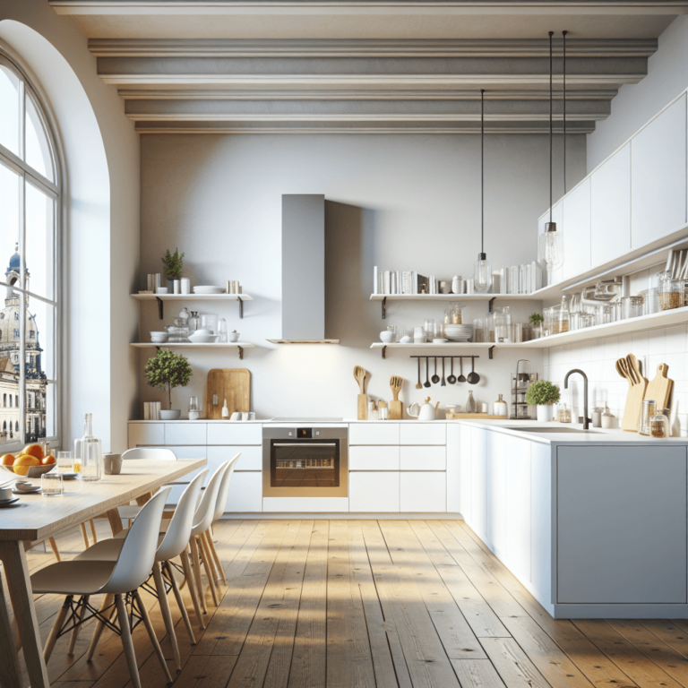 weiße Küche im Loftstil-Dresden