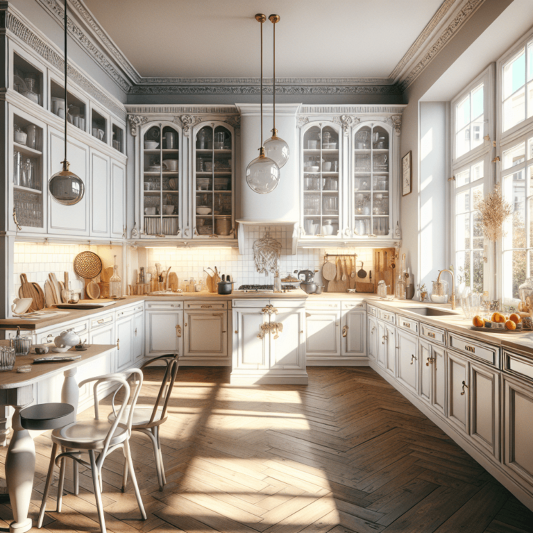 weiße Küche im Vintage Chic Stil-Dresden