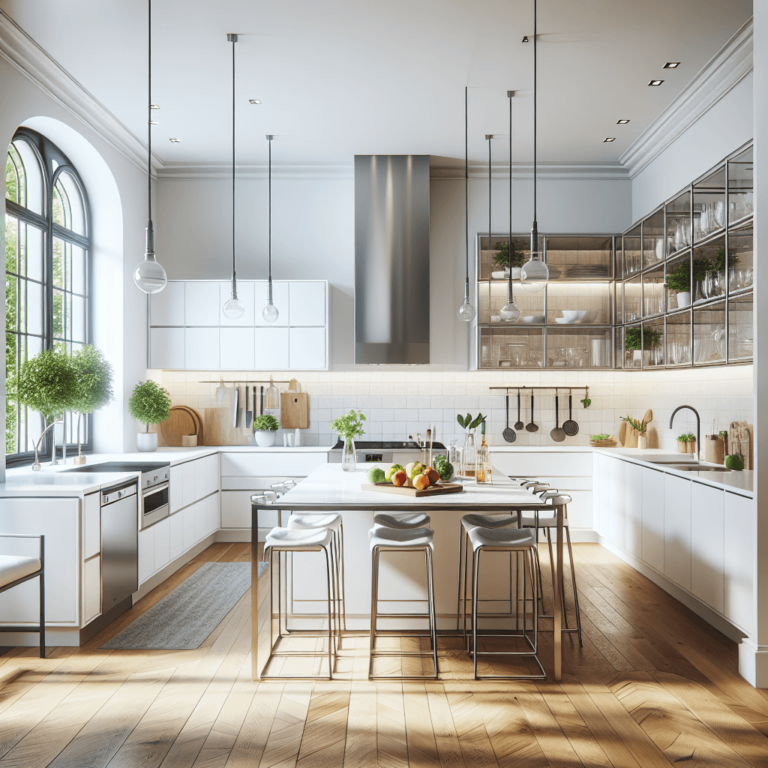 weiße Küche mit Stahlakzenten-Dresden